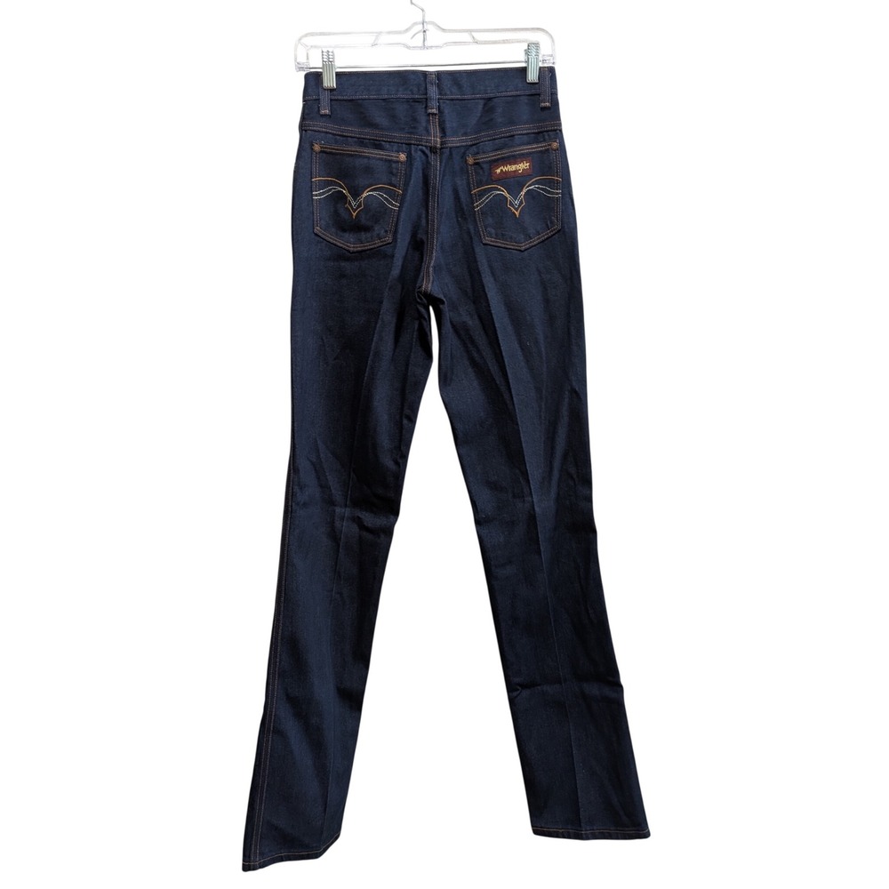 Deadstock Vintage Wrangler Genesis Jeans 28x34 USA Dark Indigo Straight Leg NOS